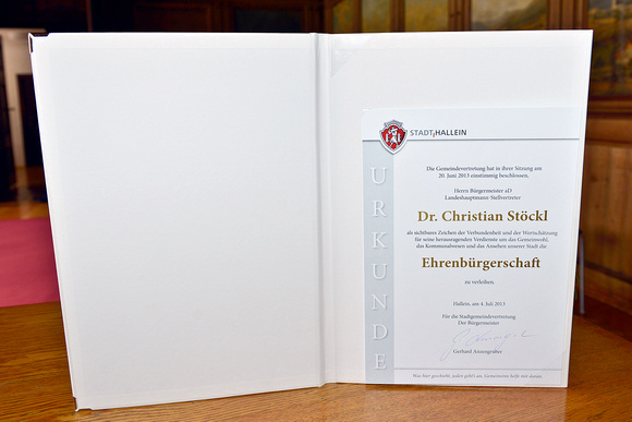 Ehrenbürgerschaft für Bgm. a.D. LH. Stv. Dr. Christian Stöckl; Foto und Copyright; Aschauer Adi, 5400 Hallein Buchhammerweg 11, Tel. 0664/5141788, malito; ab.mm@aon.at,  www.aschauer.zenfolio.com